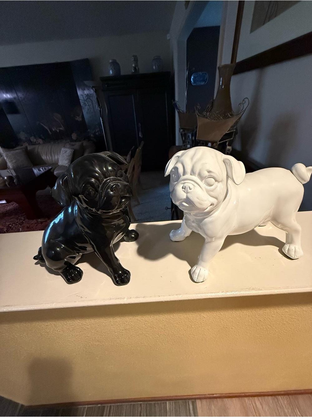 Black and White poly resin Pug Statues - Home Accents three hands company
